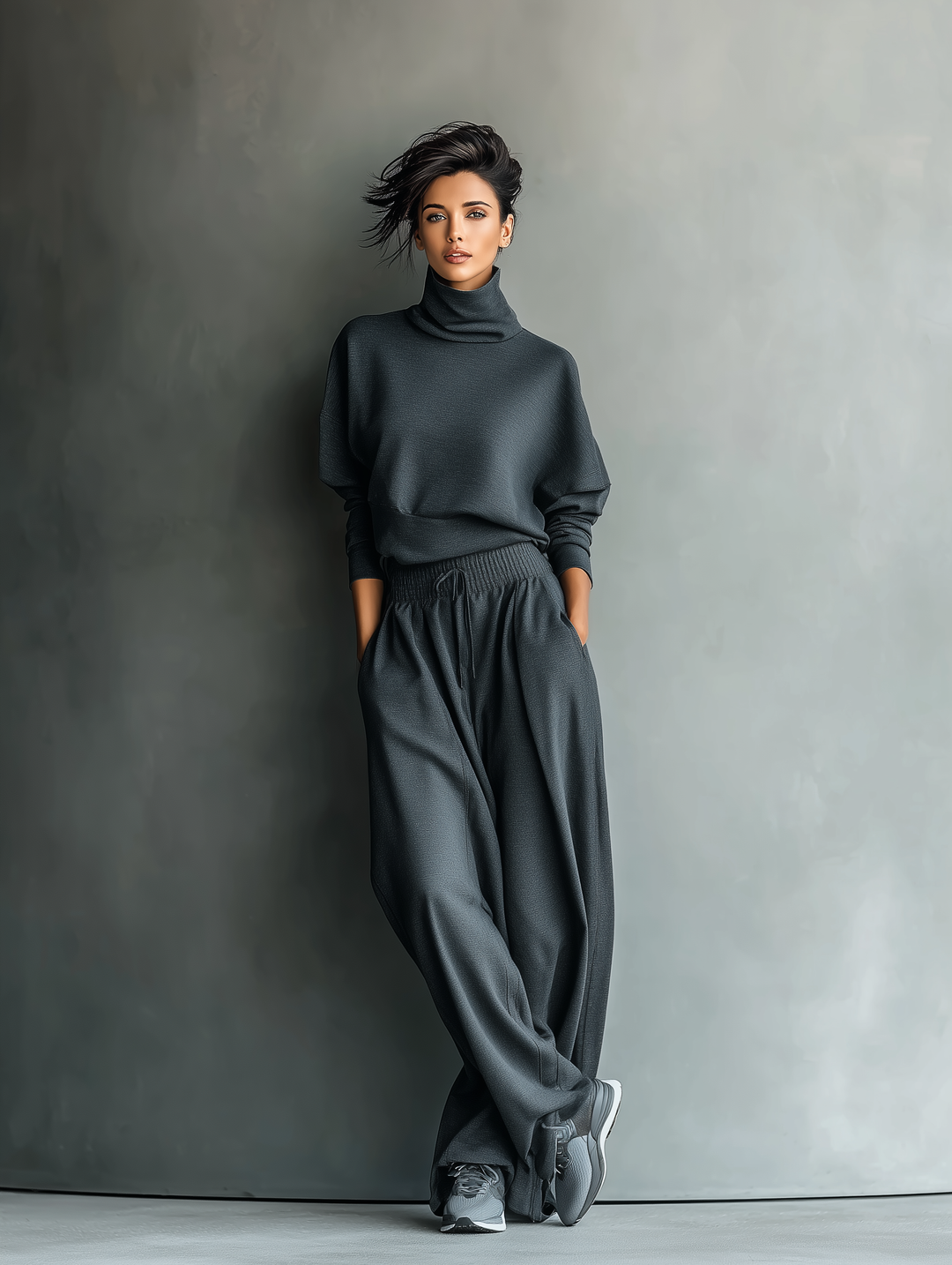 Wide-Leg Knit Trousers Set