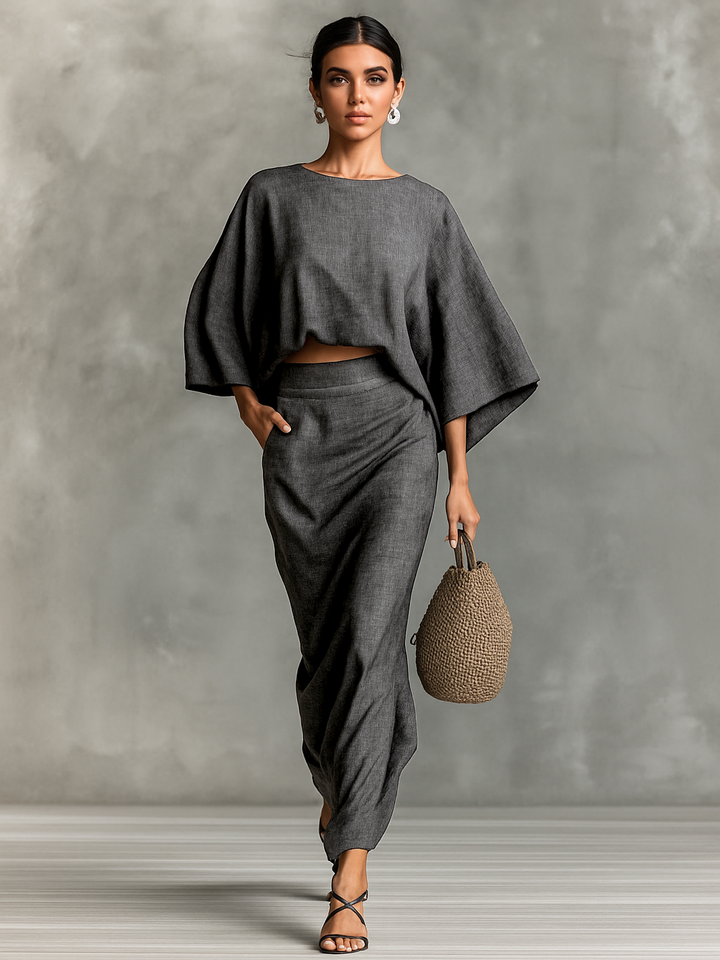 Linen-Cotton Blend Skirt Set