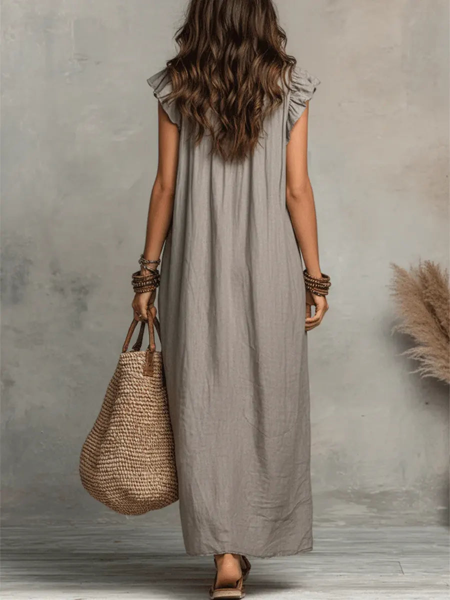Hazel | Bohemian Linen Maxi Dress