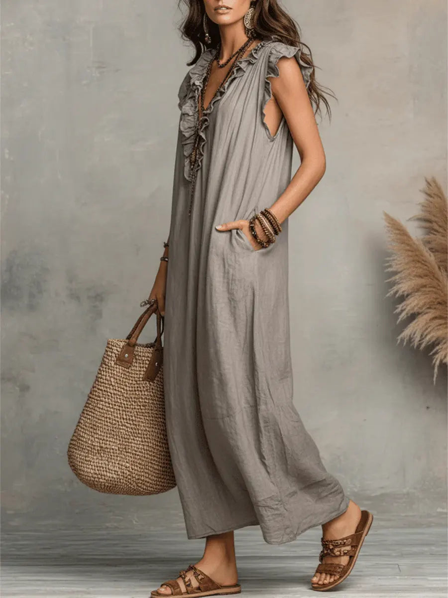 Camellia | Bohemian Linen Maxi Dress