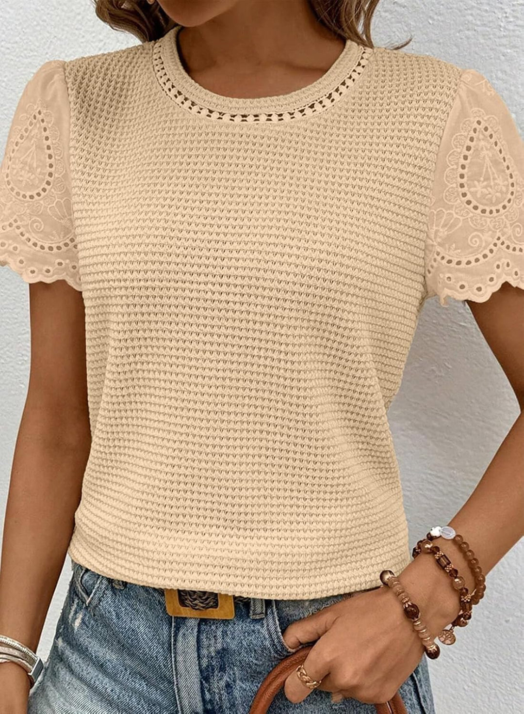 Pippa | Waffle Lotus Leaf Sleeve Top