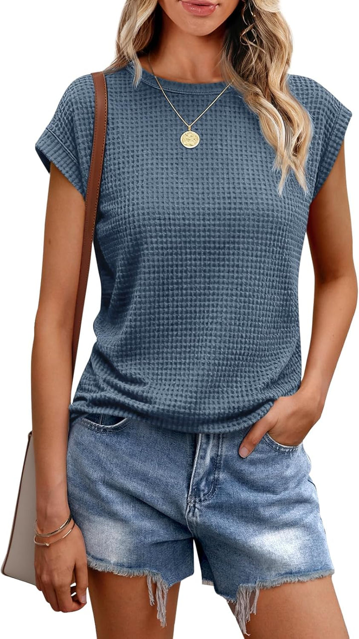 Rosie | Waffle Knit Short Sleeve Blouse